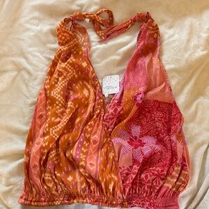 Free People Women's Pink and Orange Top